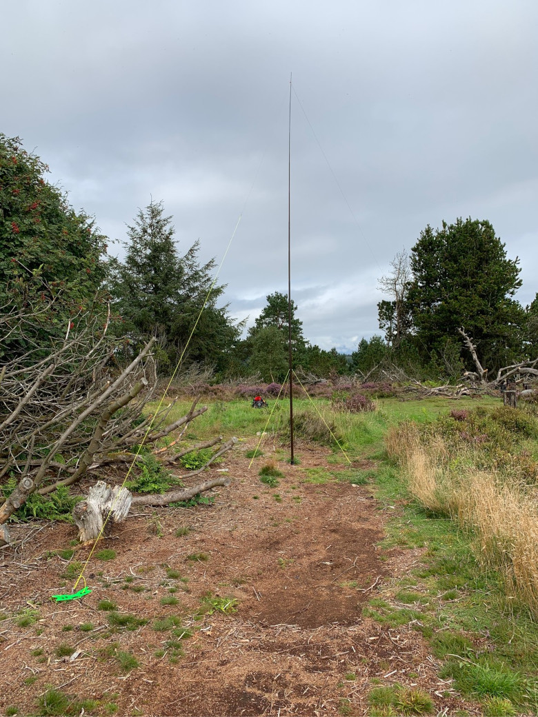 HF antenna set up on Elrick Hill, Aberdeen